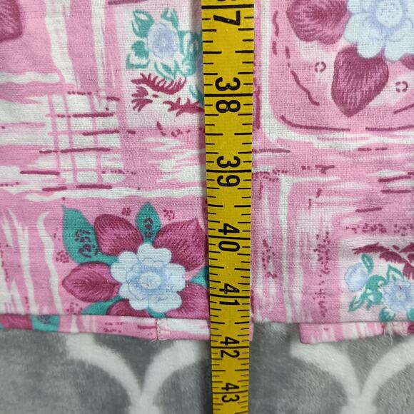 Village Fair Housecoat Women Medium Pink Floral Button Front Robe Pockets Cotton - Picture 6 of 8